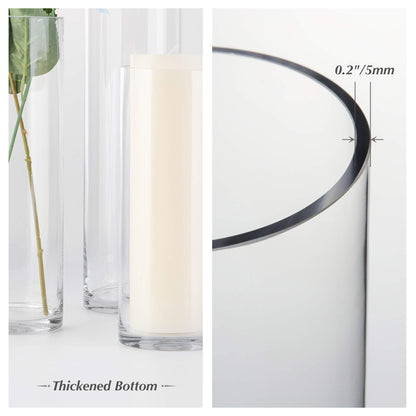 WGVI Quality Thick Clear Cylinder Glass Vase, 3" W x 5" H, Floral Container, Glass Candle Holder, Flower Vases, Wedding Centerpiece, Planter Terrarium, Table Top Home Décor Accent, 1 Piece