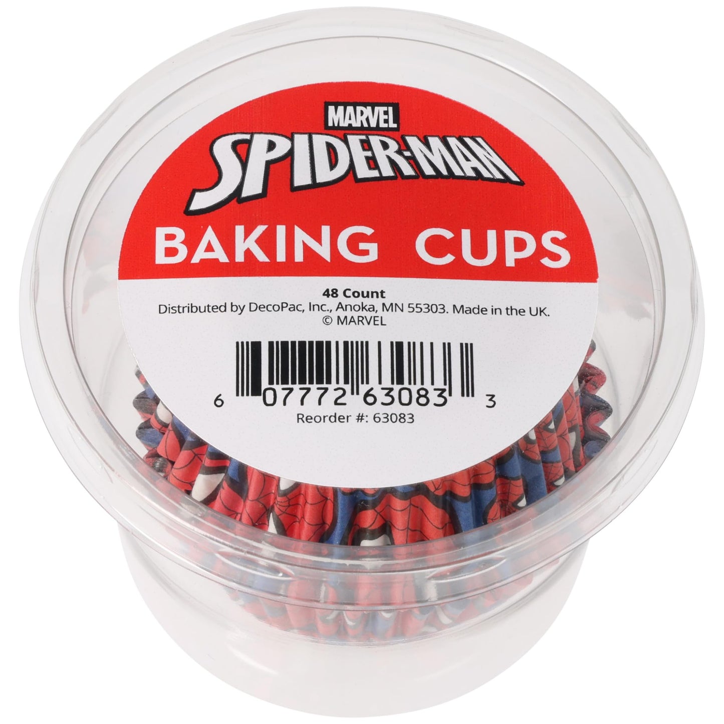 48 x Marvel Spider-Man Baking Cups By DecoPac | Standard Size Cupcake Liners | Greaseproof Paper Cases for Cupcakes, 1.8" x 1.25", Pack of 48