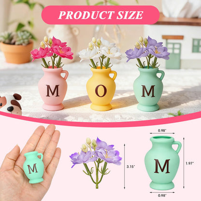 Mini Vase Magnets for Fridge,Silicone Tiny Magnetic Glow Plant Pot,Glow Bud Vase for Real Fake Flower,Gift for Mom from Daughter Son for Mother Day Birthday for Kitchen Office Locker Whiteboard Decor
