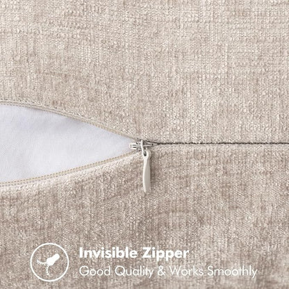MIULEE Pack of 2 Couch Throw Pillow Covers 20x20 Inch Natural Beige Farmhouse Decorative Pillow Covers with Stitched Edge Taupe Soft Chenille Solid Dyed Pillow Covers for Sofa Bed Living Room