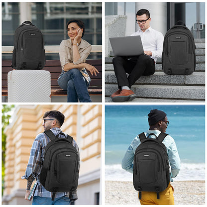 WINDARS Backpack for Men and Women, School Backpacks for Teens Boys, 15.6 Inch Large College Bookbag Durable Computer Laptop Bag with USB Charger Port for Business Work Travel, Black