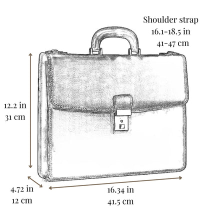 Time Resistance Leather Briefcase - Italian Handmade Leather Laptop Bag - Handbag for Men - Professional Computer Case (Green)