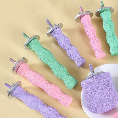 Parrot Perch Stand, Bird Beak Grinding Stone, Anti-Slip Parakeet Nail Trimming Stick Resin Beak Grinder Stone Perches Washable Claw Trimmer Stand for Parrot Cage Accessories (Green, Large)