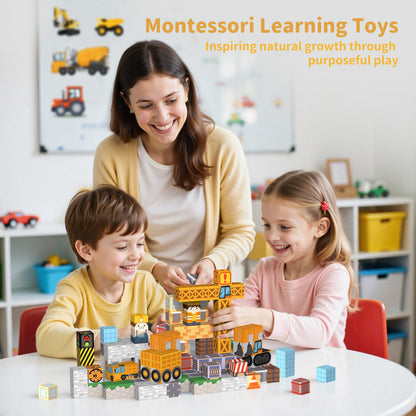 VNLINA Magnetic Blocks Building Toys - 154PCS Magnet Building Blocks Set Construction Cubes STEM Sensory Stacking Kids Toys for Boys Girls