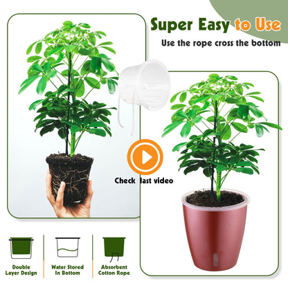 KvyusFlourish Self Watering Pots for Indoor Plants, 4-Pack 6.7'' Self Watering Planter with Drainage Holes, Small African Violet Pots with Water Indicator, Clear Wick Orchid Pot, Rose Gold