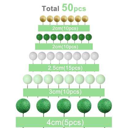 100 Pcs Green and Pink Ball Cake Topper Decorations for Witch Theme Party Birthday Party Cake Decorations