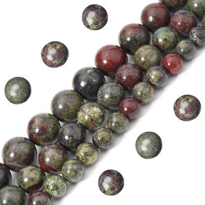 Siomia 45pcs 8mm Natural Dragon Blood Stone Gemstone Beads Energy Healing Crystal Round Loose Stone Beads for Jewelry Making, DIY Bracelets Necklaces