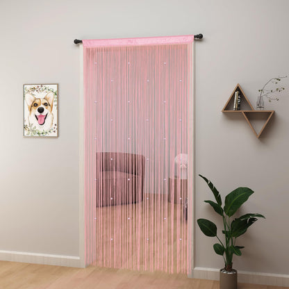 YIIBAII Beaded Curtain Beaded Curtains for Doorways Crystals Suitable for Interior Decoration and Partitions Hippy Closet Curtains (Pink, 39"x79")