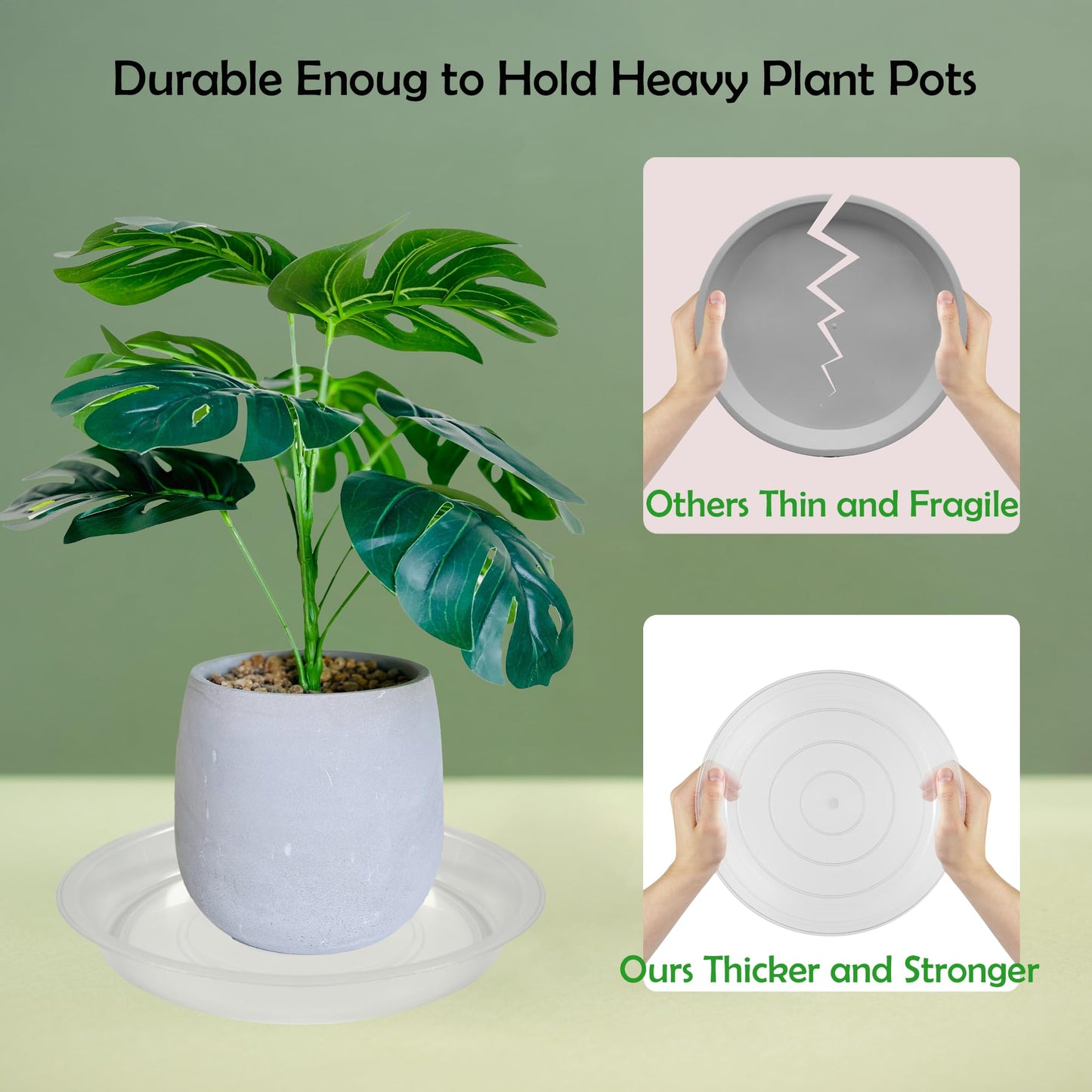 TNTIWQ 4 Pack 14 Inch Round Plant Saucers for Less 12 Inch Pot Indoors Outdoors Plant Trays for Pots Planter Saucer Plastic Drip Tray Planter Water Tray (Clear, 13.8"(4pcs))