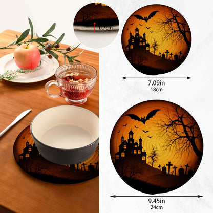 ALAZA Halloween Trivets for Hot Dishes 2 Pcs,Hot Pad for Kitchen,Trivets for Hot Pots and Pans,Large Coasters Cotton Mat Cooking Potholder Set 7