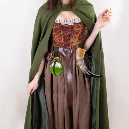 SUMGOGO Dark Magic Cork Potion Bottle Halloween Cosplay Ren Faire Witch Props Costume Accessories Round Potion Glass for Party DIY (Bottle-Pairs Green)