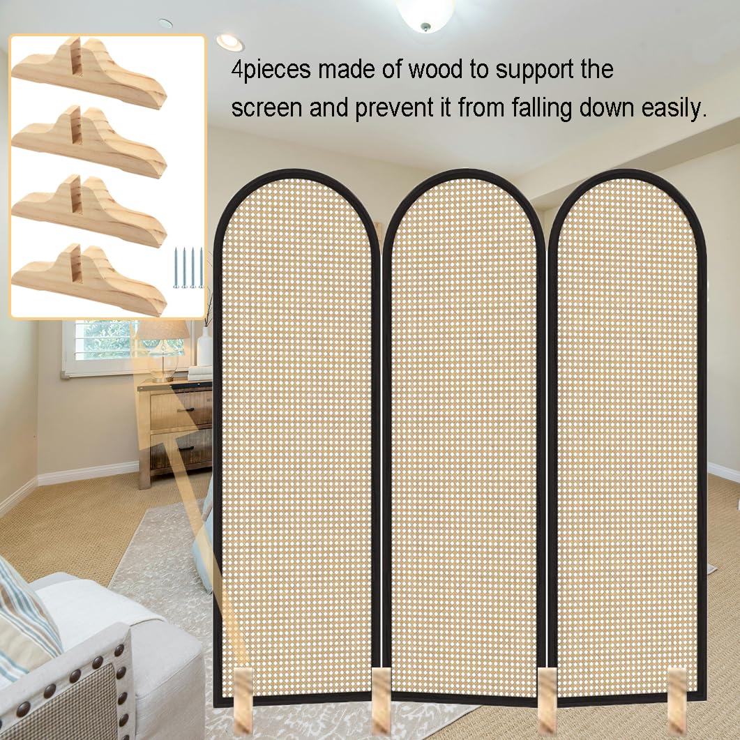 LIFTATAPA 4pcs Folding Room Divider Stand, Room Dividers Screen Holder Feet Partition, Wooden Room Divider Stand with Screws, Folding Privacy Screen Holder for Hotel Home Office