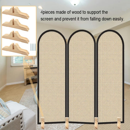LIFTATAPA 4pcs Folding Room Divider Stand, Room Dividers Screen Holder Feet Partition, Wooden Room Divider Stand with Screws, Folding Privacy Screen Holder for Hotel Home Office