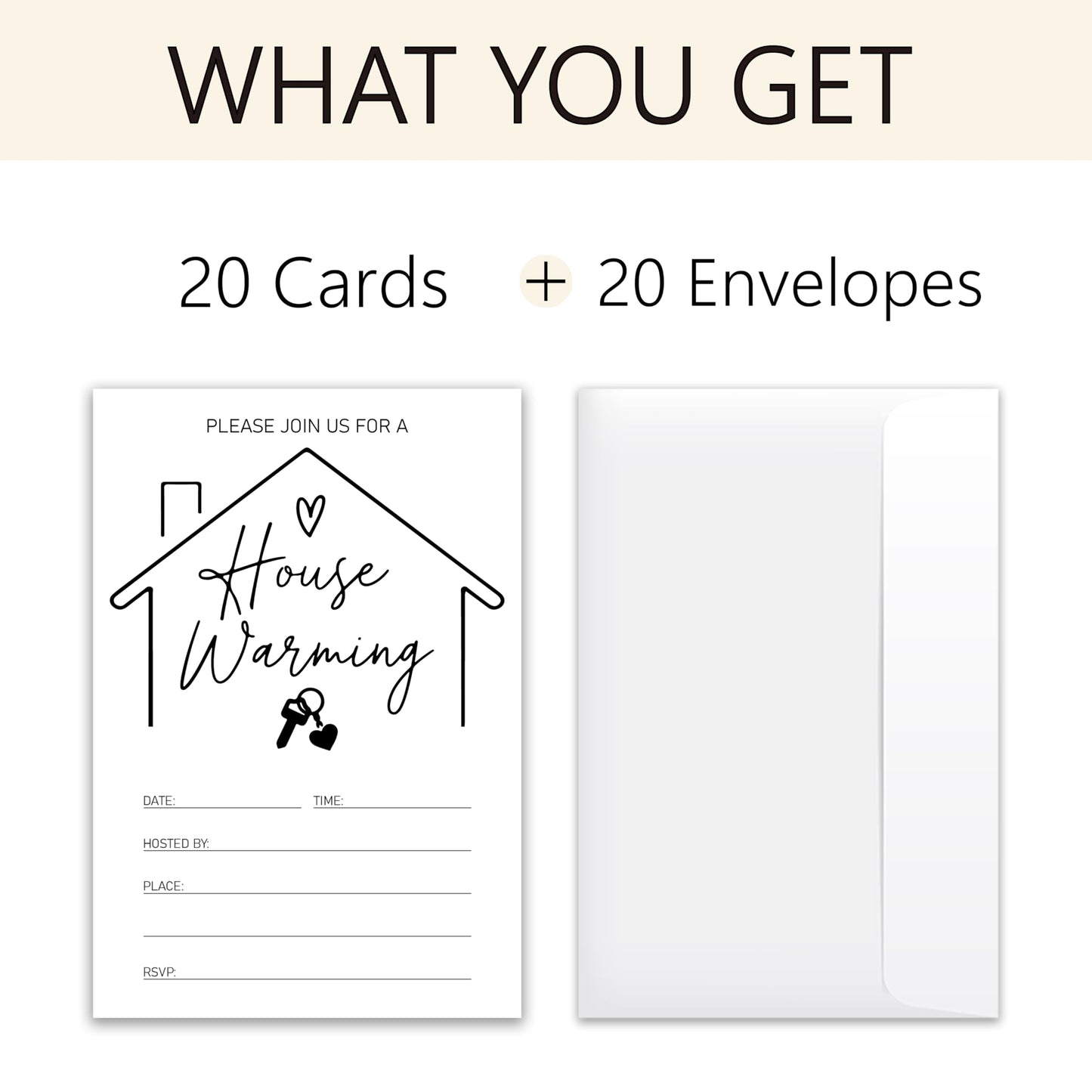 XZMBQ Housewarming Party Invitations - 20 Invitation Cards 4”x6” with 20 Envelopes - Invitations for Housewarming Party Invites.(134)