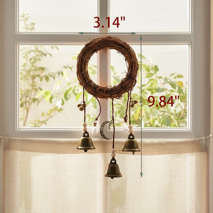 2Pack Witch Bells Hanging Wreath for Front Door Knob, Protection Wind Chimes, Handmade Witchy Decor with Wiccan Magic, Perfect Indoor Home Room Decor for Halloween Witchcraft (2packWitchBells)