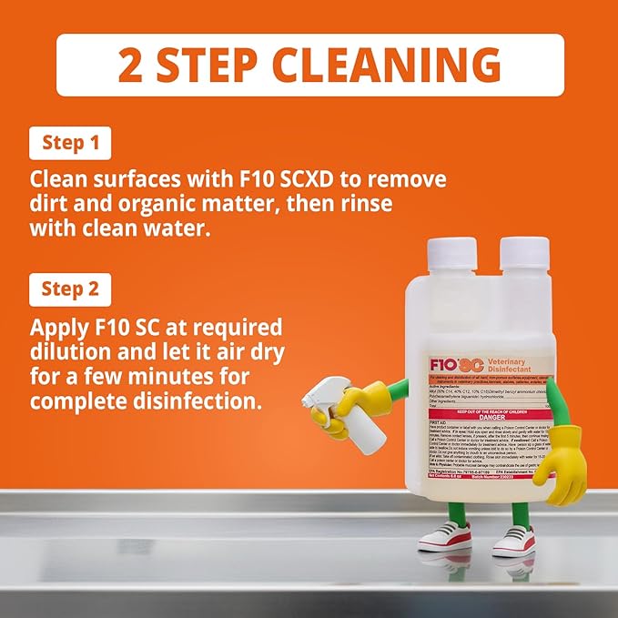 F10 SC Concentrated Veterinary Disinfectant for Kennels, Litter Box, Cage, Terrariums, Habitats, Vet Practices - 200 ml (6.8oz)