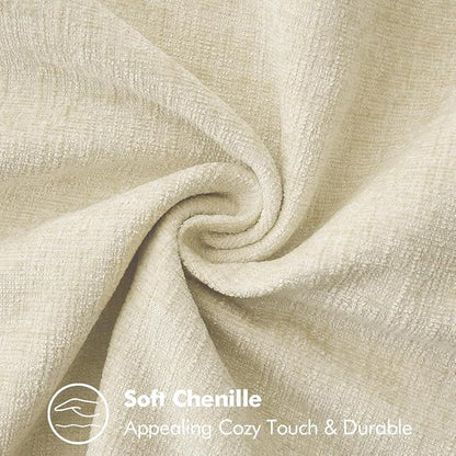 MIULEE Pack of 2 Pillow Covers 18x18 Inch Cream White Farmhouse Decorative Throw Pillow Covers with Stitched Edge Soft Chenille Solid Dyed Couch Pillow Covers for Sofa Bed Living Room