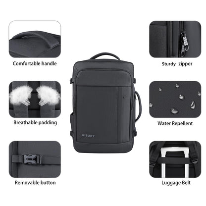 Gieury Carry On Backpack, 50L Travel Backpack, Luggage Backpack TSA Flight Approved Laptop Backpack for Men & Women, Large Expandable 40L Daypack Lightweight Business Weekender Bag, Black