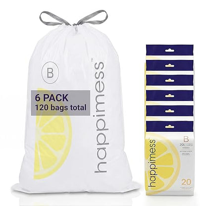 happimess 5.3 Gallon Drawstring Trash Bags, Lemon Scent, Heavy Duty MDPE Liners