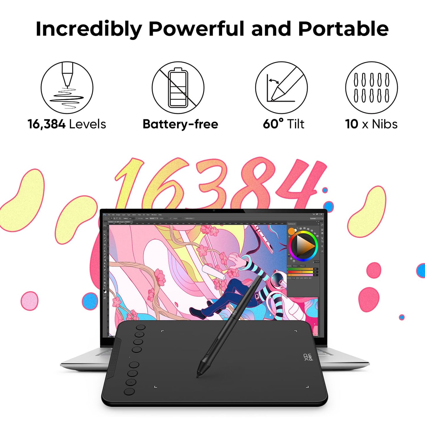 XPPen Updated Deco Mini7 V2 Drawing Tablet-16384 Levels of Pressure Battery-Free Stylus, 7 x 4 OSU Drawing Pad, 8 Hotkeys for Digital Art, Teaching, Gaming Graphic Tablet for Chrome, PC, Mac, Android