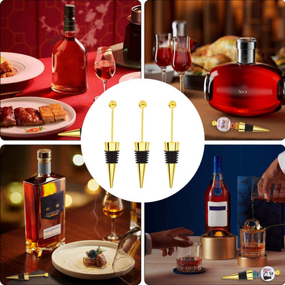 WEWAYSMILE 18 Sets Gold Beadable Wine Stoppers Silicone Wine Stoppers Reusable Alloy Wine Stoppers for DIY Drink Gifts Holiday Party Wedding Bar Accessories(Golden)