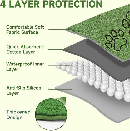 Homimp Washable Pee Pads for Dogs, 1 Pack Super Absorbent Reusable Puppy Pads,Green Long Wool Fake Grass for Potty Training, Upgrade Non-Slip and Leak-Proof,Floor,Couch,Bed and Crate,Green 63"×72"