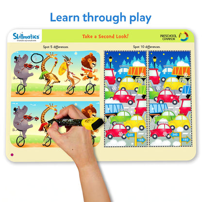 Skillmatics Educational Game : Preschool Champion | Reusable Activity Mats with 2 Dry Erase Markers | Gifts & Preschool Learning for Ages 3-6
