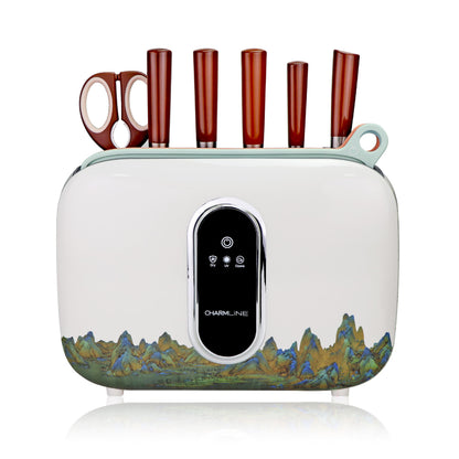 Charmline Smart Cutting Board and Knife Set with Holder, Double Cleaning and Drying Function, Space Saving Smart Home Gadgets, Keeping Kitchen Clean and Tidy, Brown