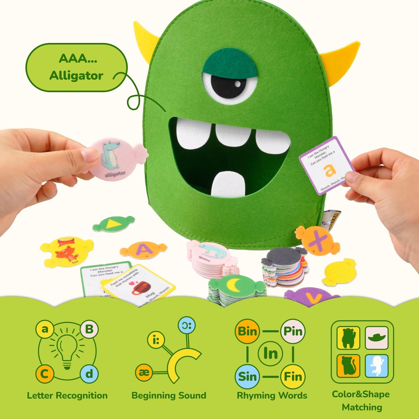 CHEFAN Alphabet Learning Toy,The Alphabet Monster,Letter Recognition Matching Game,Montessori Preschool Toys,ABC Learning Toys for Kids Ages 3, 4, 5, 6