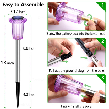 DenicMic Solar Halloween Lights Outdoor 10 Pack Waterproof Outside Lights for Yard Pathway Garden Driveway Walkway Landscape Path Lighting Purple LED Stainless Steel Stake Halloween Decor