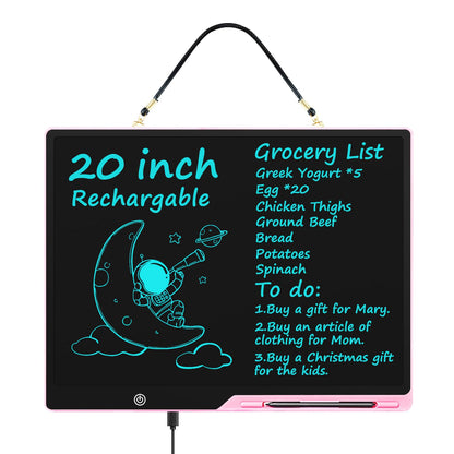[Rechargeable] 20 Inch LCD Writing Tablet for Kids, Extra-Large Drawing Tablet for Adults, Educational & Learning Toys for Boys Girls Ages 8-12 Years Old, Drawing Board for Kids Birthday Gift (Pink)