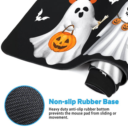 Britimes Halloween White Cute Ghost Large Mouse Pad Non-Slip Desk Pad Keyboard and Mouse Desk Mat Pumpkin Bat Black Gaming Mousepad for Game,Office & Home,31.5 x 15.7 in