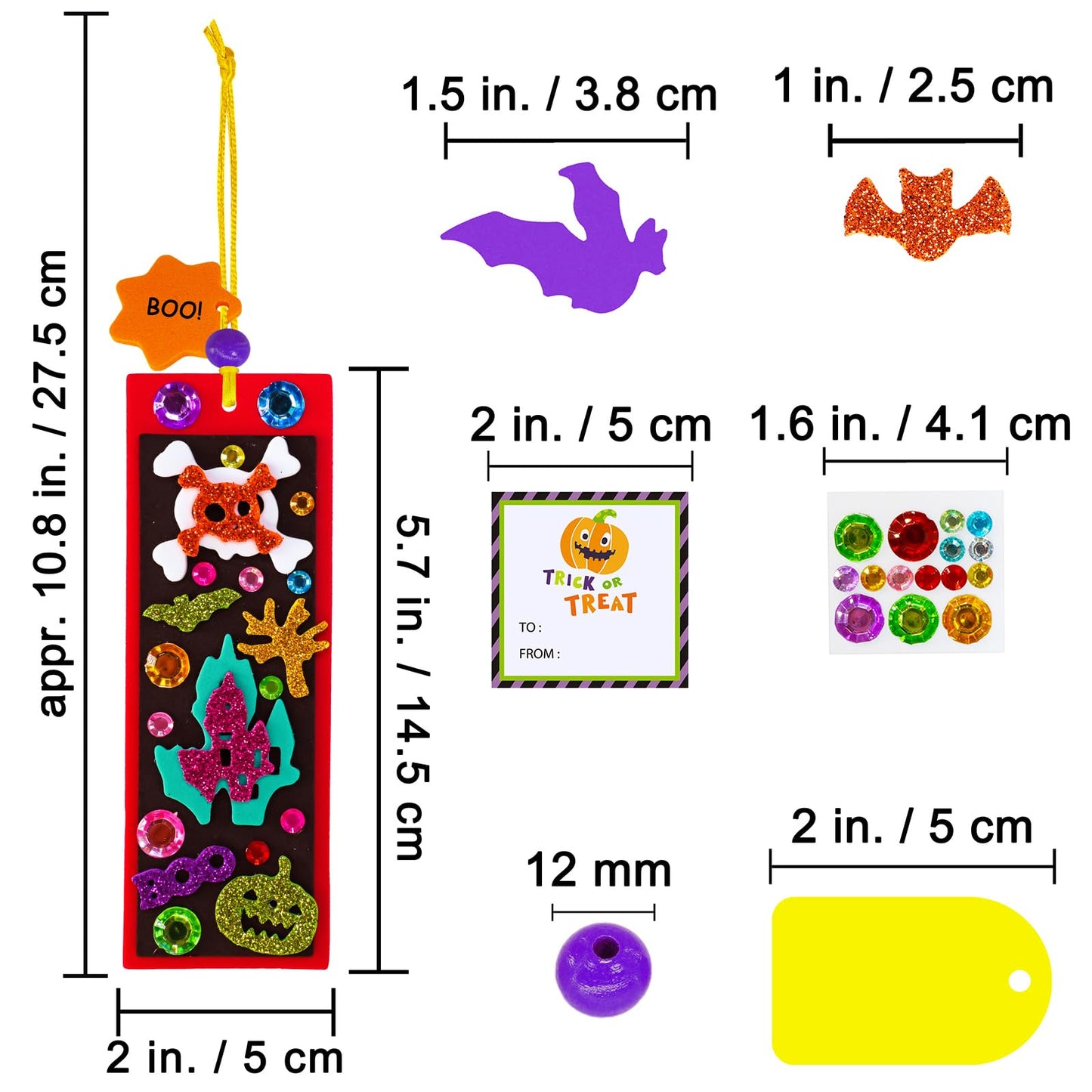 Winlyn 36 Sets Halloween Craft Kits Fall Kids Crafts DIY 3D Halloween Bookmarks Art Sets Monster Jack-O'-Lantern Foam Stickers Arts and Crafts for Kids Classroom Activities Trick-or-Treat Party Favors