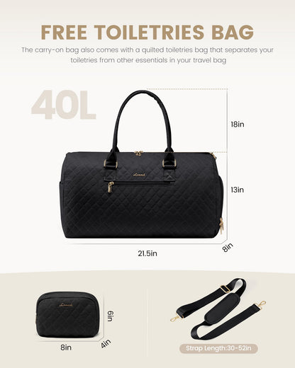 LOVEVOOK Travel Duffle Bag, Weekender Bag for Women with Toiletry Bag, Carry on Overnight Bag with Shoe Compartment, Gym Duffel Bag with Wet Pocket, Mommy Hospital Bags for Labor and Delivery