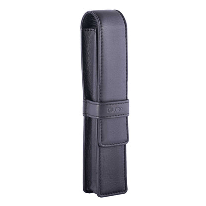 DiLoro Leather Single Pen Case Pencil Pouch Holder for One Fountain Ballpoint Rollerball Pen and Pencil (Black)