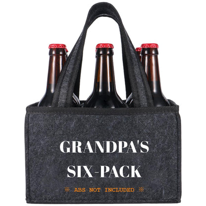 Funny Gifts for Grandpa, Grandpa Beer Carrier Felt Bottle Tote, Father’s Day Birthday Gift for Dad, Reusable Drink Caddy for Camping, BBQ, Picnic, and Party