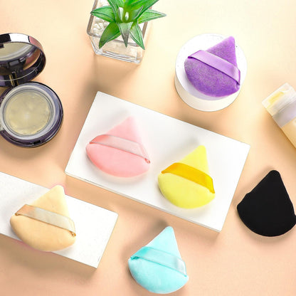 Pimoys 6 Pieces Powder Puff Face Makeup Sponge Soft Velour Triangle Powder Puffs Beauty Sponge Stocking Stuffers for Loose Powder (Black, Pink)