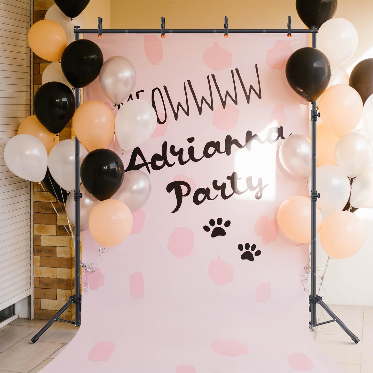 Backdrop Stand 10×8ft (W×H) Adjustable Backdrop Support Ground Kit Photography Photo Shoot Backdrop Stand for Parties with Sandbags, Spring Clips, Carrying Bag