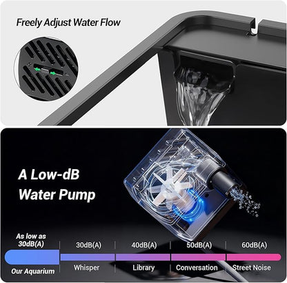3.5 Gallon Betta Fish Tank, All in One Aquarium Starter Kits with Back Filter, Adjustable Pump, 25W Heater, Thermometer Strip, LED Light with Timer & Water Changer Kit, Nano Fish Tank, AIO Aquarium