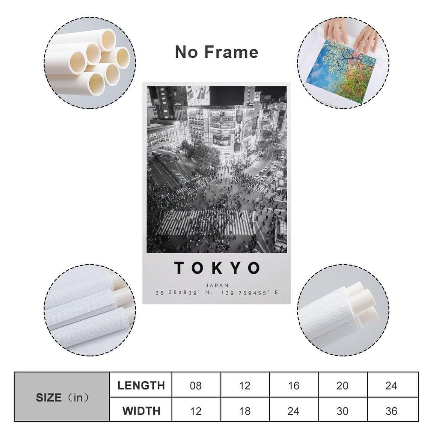 JHXNJDPOST Tokyo Black And White Urban Scene Poster Canvas Wall Art Aesthetic Decorative Painting Living Room Restaurants, Pool Halls And Hotelsstyle-1 12x18inch(30x45cm)