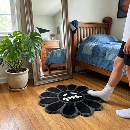 Shovagy Trippy Happy Face Rug Cool Rugs Tufted Quick Dry Bath Mats for Bathroom Non Slip Bath Mat Water Absorbent 2FT Black Bathroom Rugs Halloween Gothic Ghost Skull Horror Decor Carpet