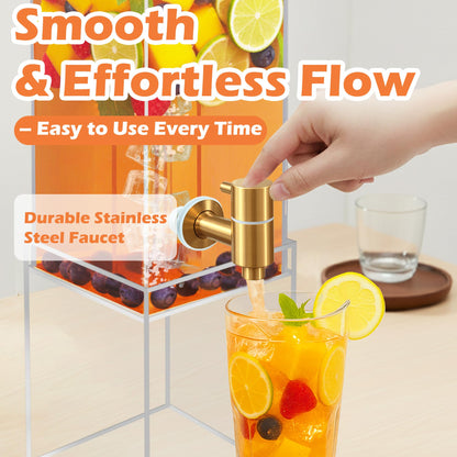2 Gallon Drink Dispenser for Parties, Beverage Dispenser with Airtight Valve, Large Water Drink Dispenser, Water Dispenser with Acrylic Stand, Lemonade Dispenser for Water, Juice,Cocktails,Ice Tea