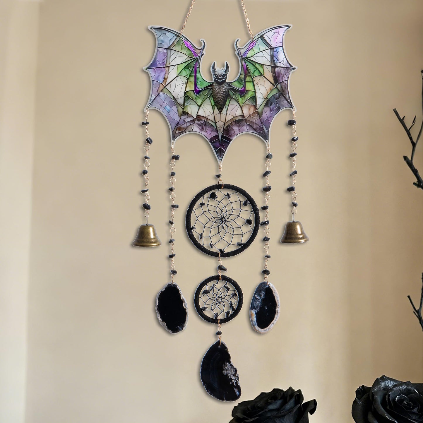 Bat Gothic Decor Acrylic Crystal Bat Sun Catcher for Windows Hanging Decoration Spider Sun Catcher Decoration Room Wall Art Decor