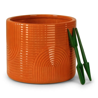 ÈMJÉ LUXE 6 Inch Ceramic Plant Pot – Decorative Indoor Planter (No Drainage Hole) for Succulents, Herbs & Houseplants – Modern Tabletop Desk Planter – Terracotta