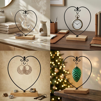 Aylbcz 11" Black Metal Ornament Stand Holder, Sturdy Iron Display Rack for Hanging Air Plant Terrarium Glass Globe Witch Ball, Home Holiday Christmas Decoration