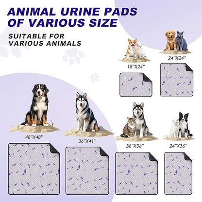 WanpeeGoo Washable Pee Pads for Dogs, 2Pack Reusable Puppy Pads, Super Absorbent & Leakproof Dog Pads, Anti-Slip Dog Pee Pads for Puppy Training & Incontinence, Feather Pattern 24"x36"