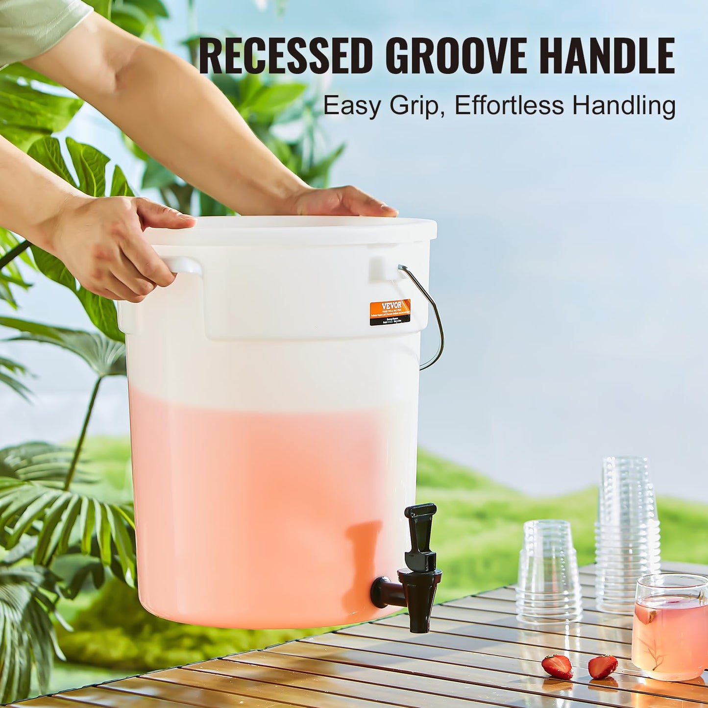 VEVOR Beverage Dispenser, 5 Gallon *2 Drink Dispensers for Parties, Plastic Juice Dispenser with Spigot and Lid, Iced Tea Lemonade Juice Water Dispenser, for Restaurants, Hotels, Parties, 2 Pack