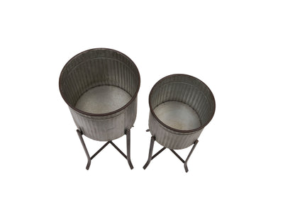 Creative Co-Op Set of 2 Iron Planters on Stands