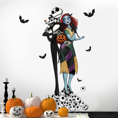 Mfault Halloween Nigh.tmare BEF.ore Christmas Wall Decals Stickers, Skull Bat Spooky Decorations Bedroom Art, Holiday Party Supplies Living Room Home Kitchen Decor