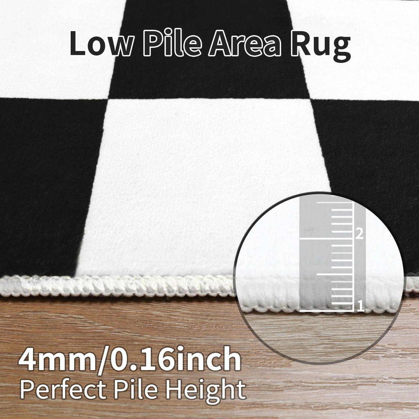 Terrug Black and White Checkered Rug for Living Room,5x7 Area Rugs Washable with Non Slip for Bedroom,Soft Low Pile Stain Resistance Retro Carpet for Dorm Kids Room